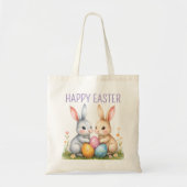 Schattigee Waterverf paashaas Happy Easter Tote Bag (Voorkant)