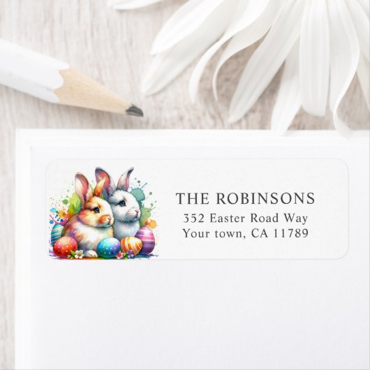 Schattigee Waterverf paashaas retouradres Etiket (Insitu)