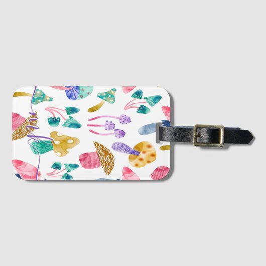 Schattigee Waterverf Paddenstoelen Bagagelabel (Voorkant (horizontaal))