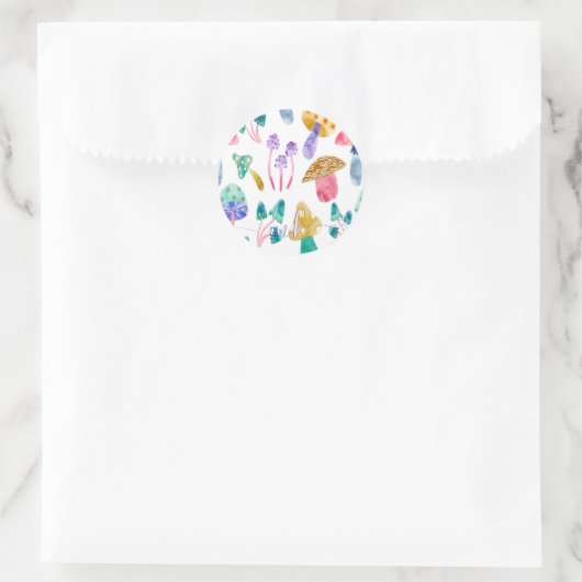 Schattigee Waterverf Paddenstoelen Ronde Sticker (Tas)