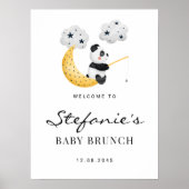 Schattigee Waterverf Panda Baby Brunch Welkom Poster (Voorkant)