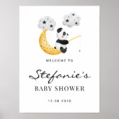 Schattigee Waterverf Panda Baby shower Welkom Poster (Voorkant)