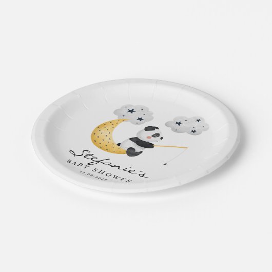 Schattigee Waterverf Panda Twinkle Twinkle Baby sh Papieren Bordje (Gekanteld)