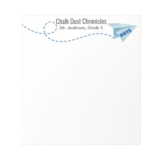 Schattigee waterverf Papier Vliegtuig met Opmerkin Notitieblok (Voorkant)