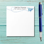 Schattigee waterverf Papier Vliegtuig met Opmerkin Notitieblok