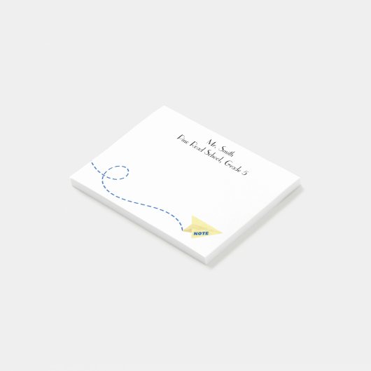 Schattigee waterverf Papier Vliegtuig met Opmerkin Post-it® Notes (Schuin)