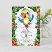 Schattigee Waterverf Parrot Verjaardag Kaart (Staand voorkant)