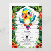 Schattigee Waterverf Parrot Verjaardag Kaart (Voorkant / Achterkant)
