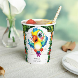 Schattigee Waterverf Parrot Verjaardag Papieren Bekers