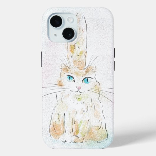 Schattigee Waterverf Pastel Cat Case-Mate iPhone Case (Achterkant)