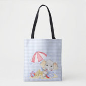 SCHATTIGEE WATERVERF PASTEL OLIFANT OP HET STRAND TOTE BAG (Voorkant)