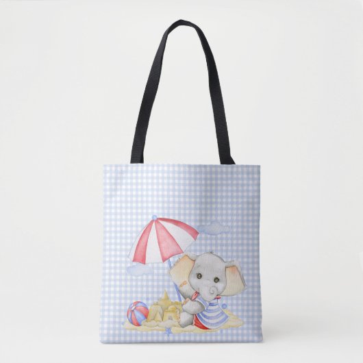 SCHATTIGEE WATERVERF PASTEL OLIFANT OP HET STRAND TOTE BAG (Voorkant)