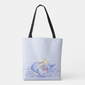 SCHATTIGEE WATERVERF PASTEL OLIFANT OP HET STRAND TOTE BAG (Achterkant)