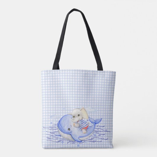 SCHATTIGEE WATERVERF PASTEL OLIFANT OP HET STRAND TOTE BAG (Achterkant)