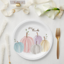 Schattigee Waterverf Pastel Pompoenen Geef Bedankt Papieren Bordje