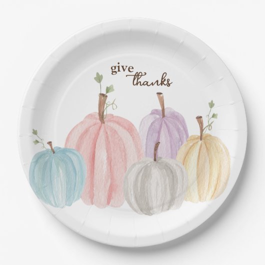 Schattigee Waterverf Pastel Pompoenen Geef Bedankt Papieren Bordje