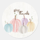 Schattigee Waterverf Pastel Pompoenen Geef Bedankt Ronde Sticker (Voorkant)