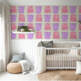 Schattigee waterverf pastel roze & paarse kwekerij behang
