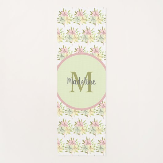 Schattigee Waterverf Pastelbloem Monogram Yoga Mat (Voorkant)