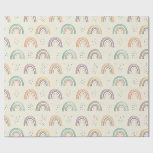 Schattigee Waterverf Pastelregenbogen Cadeaupapier (Vlak)