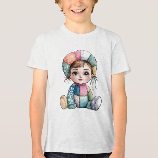 Schattigee Waterverf Patchwork Baby Snow Woman Tri-Blend Shirt (Voorkant)