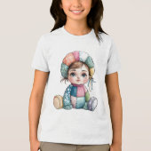 Schattigee Waterverf Patchwork Baby Snow Woman Tri-Blend Shirt (Voorkant)