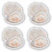 Schattigee Waterverf Peachy Oysters Parels Girly Sticker (Voorkant)