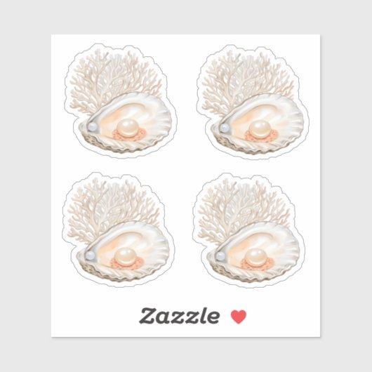 Schattigee Waterverf Peachy Oysters Parels Girly Sticker (Vel)