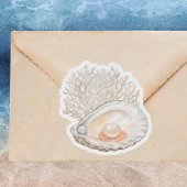Schattigee Waterverf Peachy Oysters Parels Girly Sticker