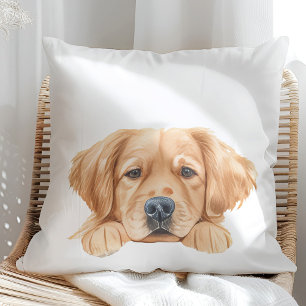 Schattigee Waterverf Peeking Golden Gepersonalisee Kussen