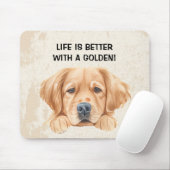 Schattigee Waterverf Peeking Golden  Muismat (Met muis)