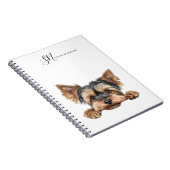 Schattigee Waterverf Peeking Yorkie gepersonalisee Notitieboek (Rechterzijde)