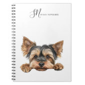 Schattigee Waterverf Peeking Yorkie gepersonalisee Notitieboek (Voorkant)