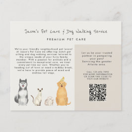Schattigee Waterverf Pet Sitter Dog Walker Busines Flyer
