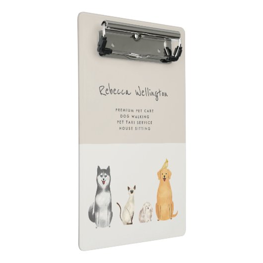 Schattigee Waterverf Pet Sitter Dog Walker Busines Mini Klembord (Schuin)
