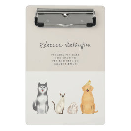 Schattigee Waterverf Pet Sitter Dog Walker Busines Mini Klembord
