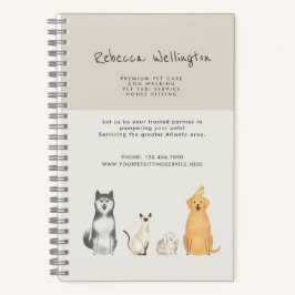 Schattigee Waterverf Pet Sitter Dog Walker Busines Notitieboek