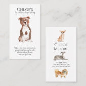 Schattigee Waterverf Pet Sitter Dog Walker Visitekaartje (Voorkant / Achterkant)