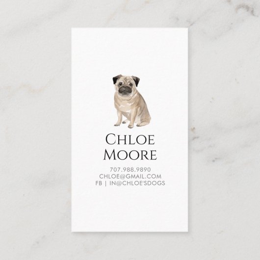 Schattigee Waterverf Pet Sitter Dog Walker Visitekaartje (Achterkant)