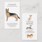 Schattigee Waterverf Pet Sitter Dog Walker Visitekaartje (Voorkant / Achterkant)