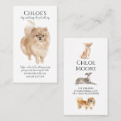 Schattigee Waterverf Pet Sitter Dog Walker Visitekaartje (Voorkant / Achterkant)