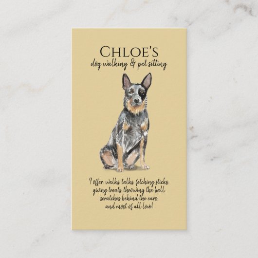 Schattigee Waterverf Pet Sitter Dog WalkerZakelijk Visitekaartje (Voorkant)