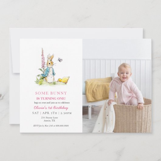 Schattigee Waterverf Peter Rabbit 1e verjaardag Kaart (Voorkant)