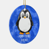Schattigee Waterverf pinguïn blauw Keramisch Ornament (Rechts)
