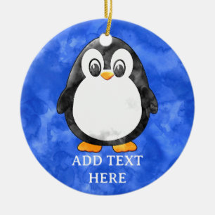 Schattigee Waterverf pinguïn blauw Keramisch Ornament