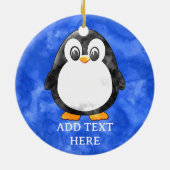 Schattigee Waterverf pinguïn blauw Keramisch Ornament (Achterkant)