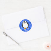 Schattigee Waterverf pinguïn blauw Ronde Sticker (Envelop)