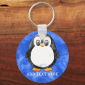 Schattigee Waterverf pinguïn blauw Sleutelhanger (Achterkant)
