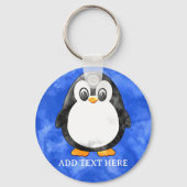 Schattigee Waterverf pinguïn blauw Sleutelhanger (Achterkant)