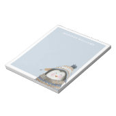 Schattigee Waterverf pinguïn met aangepaste naam Notitieblok (Linkerzijde)